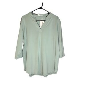 Ceasikery NWT Women's Sage Green V Neck Pullover Top Shirt 3/4 Sleeve‎ XL